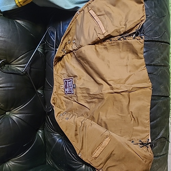 Leather Club Real Tan Color Textured Leather Vest with Fringes Embroidery Size L - Picture 6 of 8